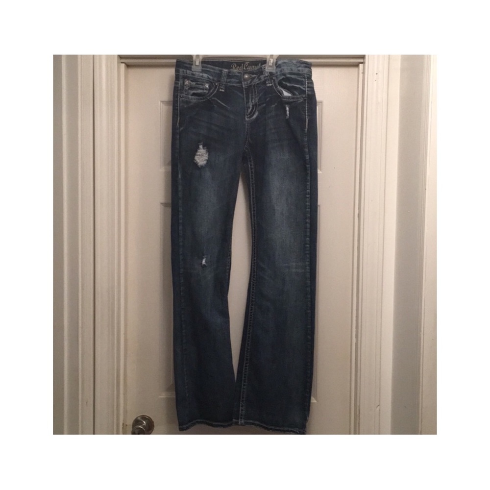 🍒Red camel flare jeans